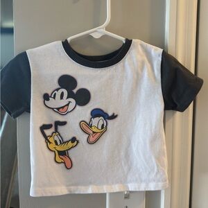 Jumping Beans White and Black Short Sleeve Tee with Vintage Disney Characters